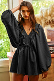 Ruffled V-Neck Romper - Greige Goods
