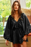 Ruffled V-Neck Romper - Greige Goods