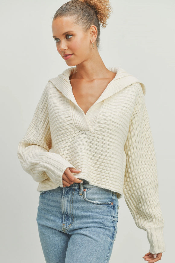Drama Collar Sweater - Greige Goods