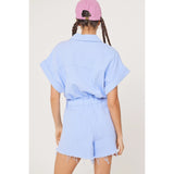 Distressed Color Denim Romper - Greige Goods