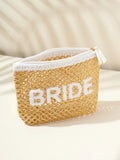 Bride Straw Zip Pouch