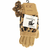 Leopard Print Pom Gloves