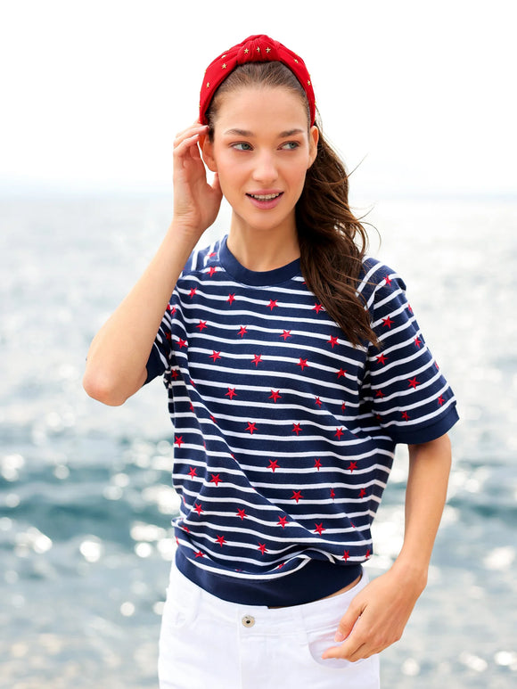 Stripes Lightweight Short Sleeve Sweatshirt