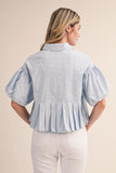 Pleated Bubble Hem Button Down - Greige Goods