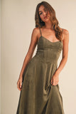Suede Corset Midi Dress - Greige Goods