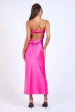 Satin Strapless Midi Dress