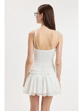 White Eyelet Ruffle Mini Dress - Greige Goods