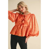 Metallic Bow Tie Top