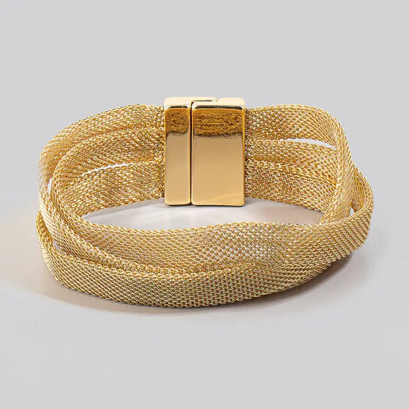 Layered Metallic Chain Mesh Bracelet