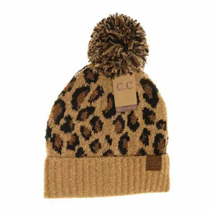 Leopard Pom Beanie