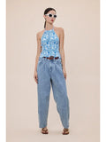 Floral Halter Tie Back Top - Greige Goods