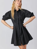 Cinched Waist Mini Dress - Greige Goods