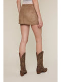Suede Buckle Mini Skirt