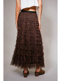 Leopard Tiered Ruffle Maxi Skirt - Greige Goods