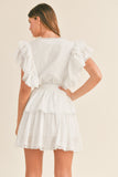 Embroidered Tiered MIni Dress - Greige Goods