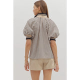 Stripe Puff Sleeve Top - Greige Goods