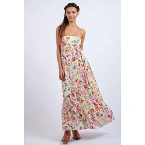 Floral Open Back Tie Maxi Dress