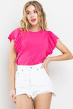 Double Ruffle Sleeve Knit Top - Greige Goods