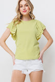 Double Ruffle Sleeve Knit Top - Greige Goods