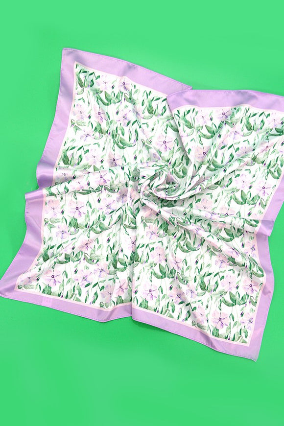 Floral Print Silk Bandana - Greige Goods