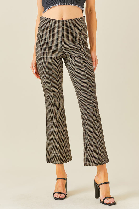 Fit and Flare Checkered Knit Pants - Greige Goods