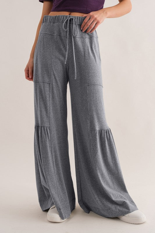 Solid Tiered Flare Pants - Greige Goods