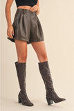 Leather Pleated Shorts