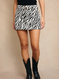 Self Belt Low Waist Mini Skirt - Greige Goods