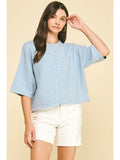 Button Down Short Sleeve Sweater - Greige Goods