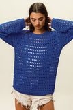 Round Neck Open Knit Sweater - Greige Goods