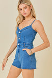 Cami Denim Romper - Greige Goods