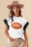 Football Patch Denim Sleeve Top