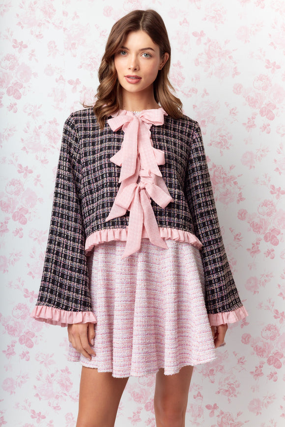 Tweed Cardigan W/ Bows