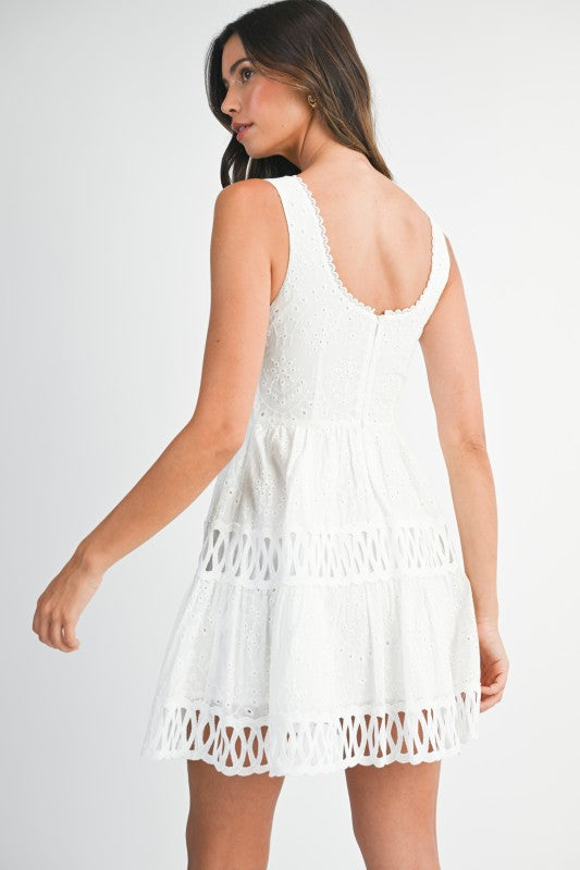 Square Neckline Flared Dress - Greige Goods