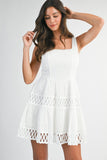 Square Neckline Flared Dress - Greige Goods