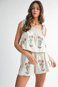 Tie Shoulder Top and Short Set