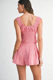 Red Gingham Plaid Ruched Set