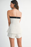 Contrast Strapless Top Shorts Set - Greige Goods