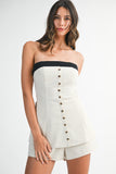 Contrast Strapless Top Shorts Set - Greige Goods