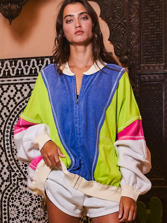 Colorblock Zip Up Jacket