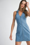 Halter Neck Denim Mini Dress
