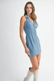 Halter Neck Denim Mini Dress