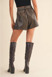 Leather Pleated Shorts
