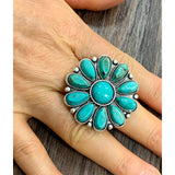 Turquoise Brass Adjustable Ring - Greige Goods