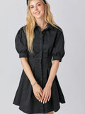 Cinched Waist Mini Dress - Greige Goods