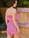 Checker Print Red Ruffle Romper - Greige Goods