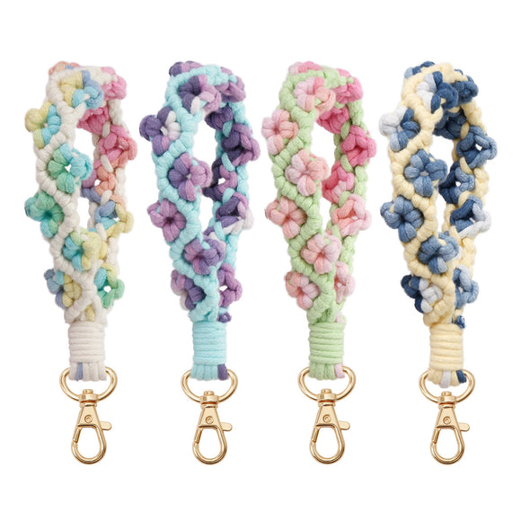 Macrame Multicolor Flower Vine Wristlet Keychain - Greige Goods