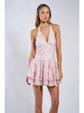 Floral Halter Mini Dress - Greige Goods