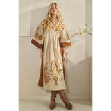 Vintage Embroidery Patch Maxi Dress - Greige Goods
