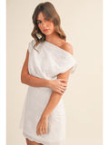 Asymmetric Off Shoulder Dress - Greige Goods